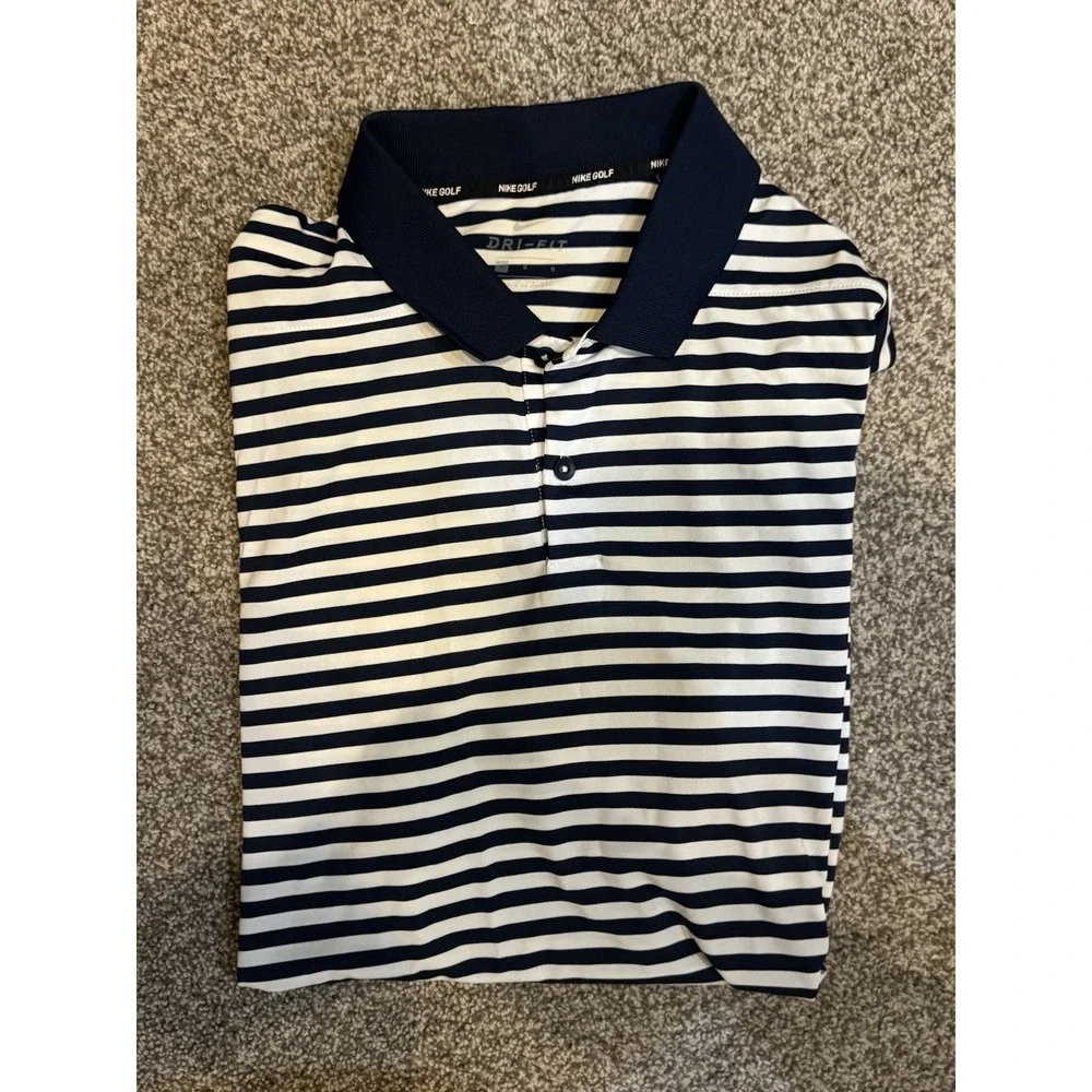Nike‎ Golf Dri-Fit Striped Polo Shirt Men's Size L